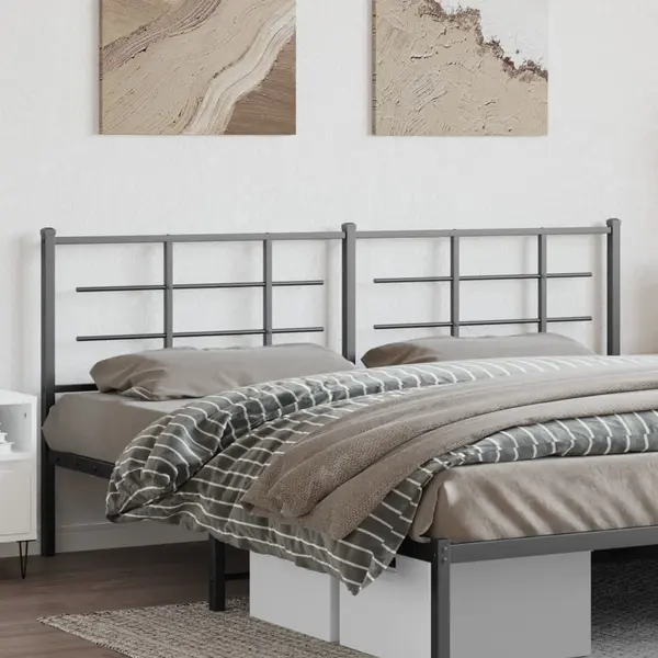 Gossi tablie de pat metalica, negru, 200 cm