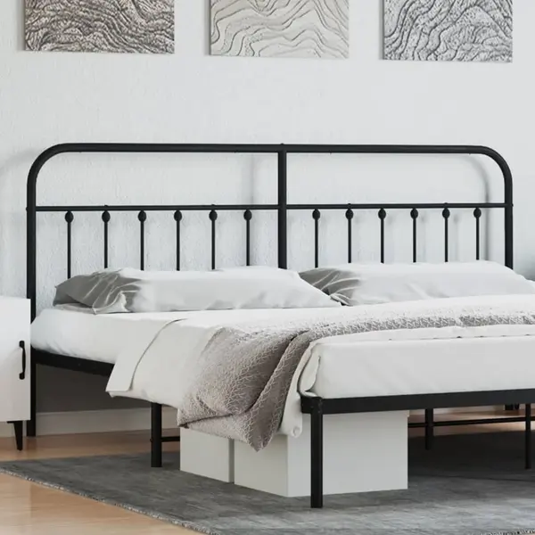 Gossi tablie de pat metalica, negru, 200 cm