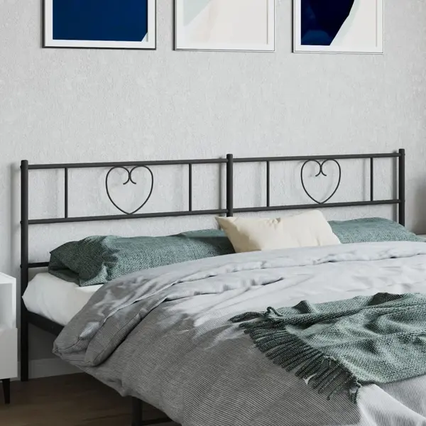 Gossi tablie de pat metalica, negru, 200 cm