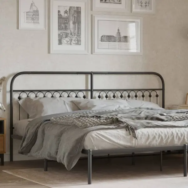 Gossi tablie de pat metalica, negru, 200 cm