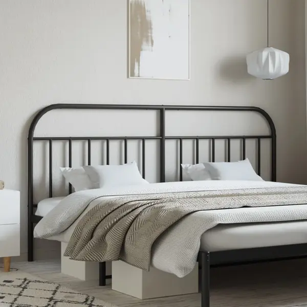 Gossi tablie de pat metalica, negru, 200 cm