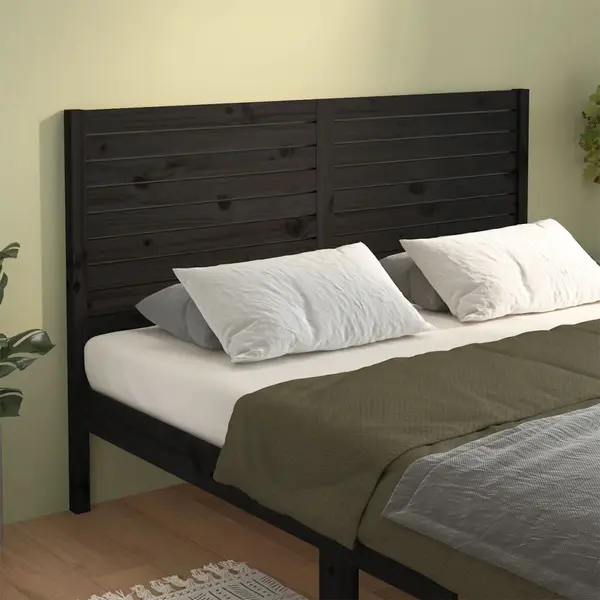 Gossi tablie de pat, negru, 126x4x100 cm, lemn masiv de pin