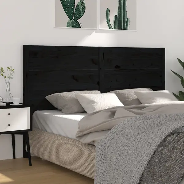 Gossi tablie de pat, negru, 126x4x100 cm, lemn masiv de pin