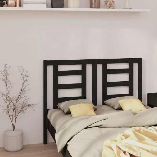 Gossi tablie de pat, negru, 126x4x100 cm, lemn masiv de pin