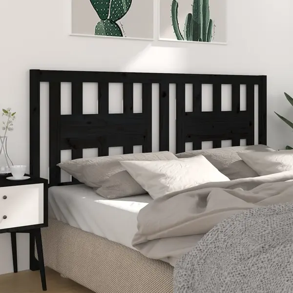 Gossi tablie de pat, negru, 126x4x100 cm, lemn masiv de pin
