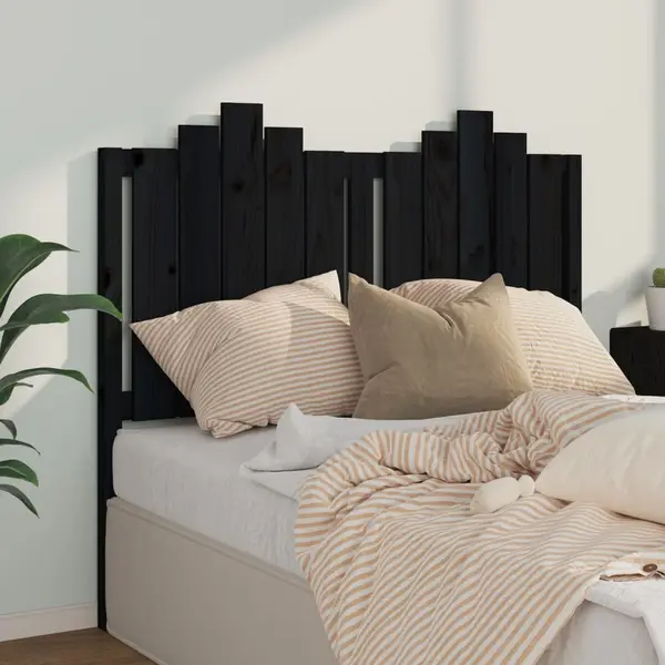 Gossi tablie de pat, negru, 126x4x110 cm, lemn masiv de pin