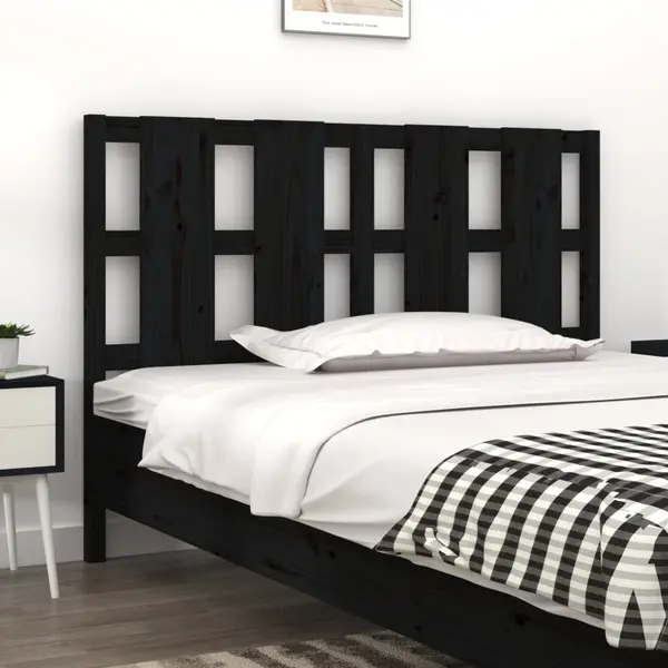 Gossi tablie de pat, negru, 145,5x4x100 cm, lemn masiv de pin