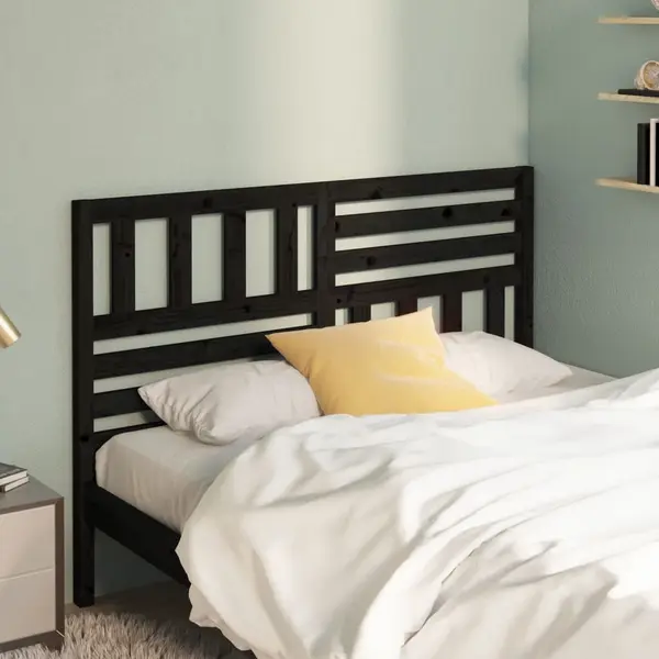 Gossi tablie de pat, negru, 146x4x100 cm, lemn masiv de pin