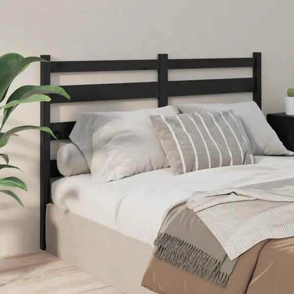 Gossi tablie de pat, negru, 146x4x100 cm, lemn masiv de pin