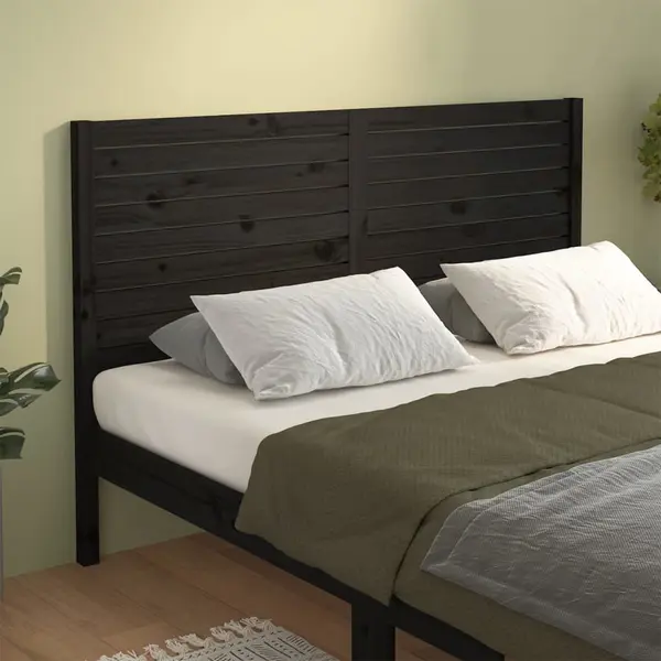 Gossi tablie de pat, negru, 166x4x100 cm, lemn masiv de pin