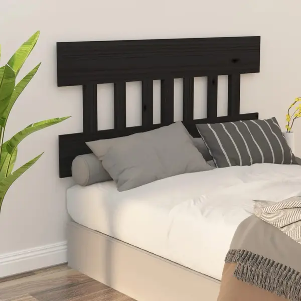 Gossi tablie de pat, negru, 183,5x3x81 cm, lemn masiv de pin
