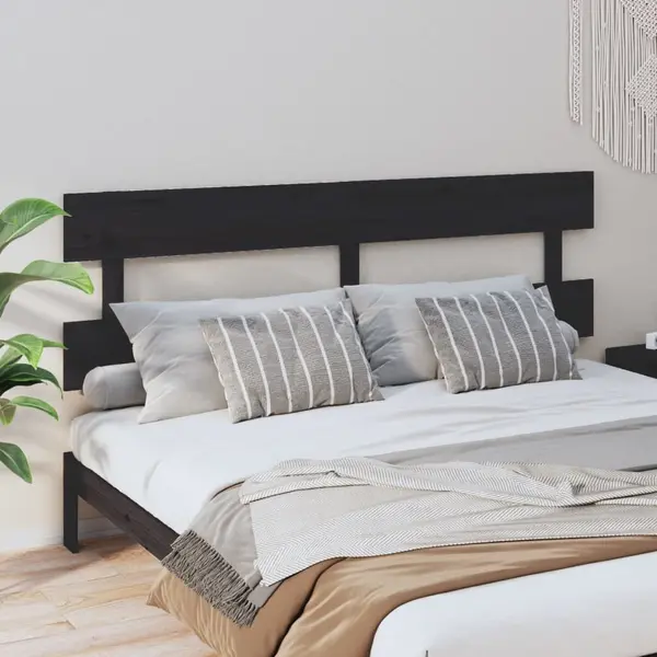 Gossi tablie de pat, negru, 184x3x81 cm, lemn masiv de pin