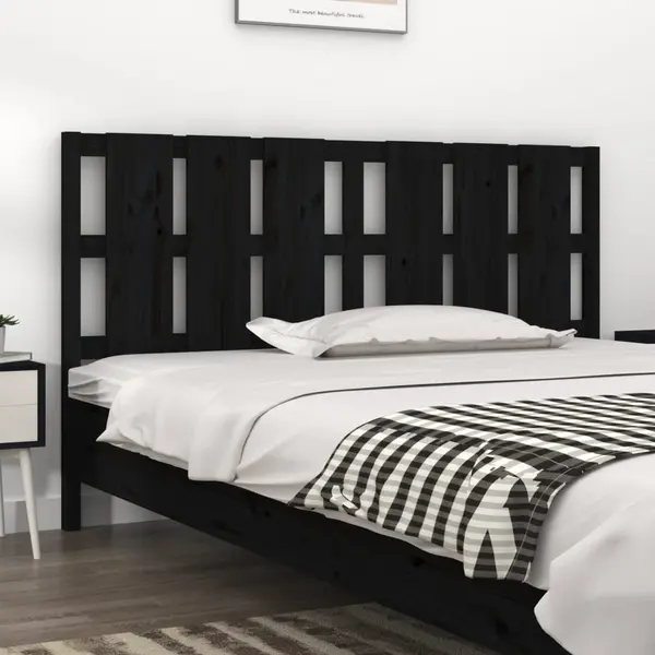 Gossi tablie de pat, negru, 185,5x4x100 cm, lemn masiv de pin