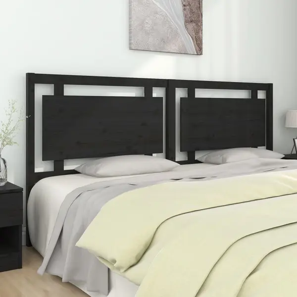 Gossi tablie de pat, negru, 205,5x4x100 cm, lemn masiv de pin