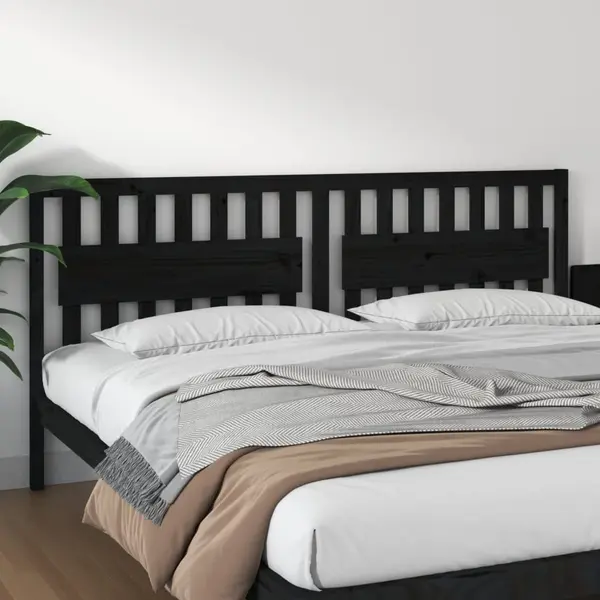 Gossi tablie de pat, negru, 205,5x4x100 cm, lemn masiv de pin