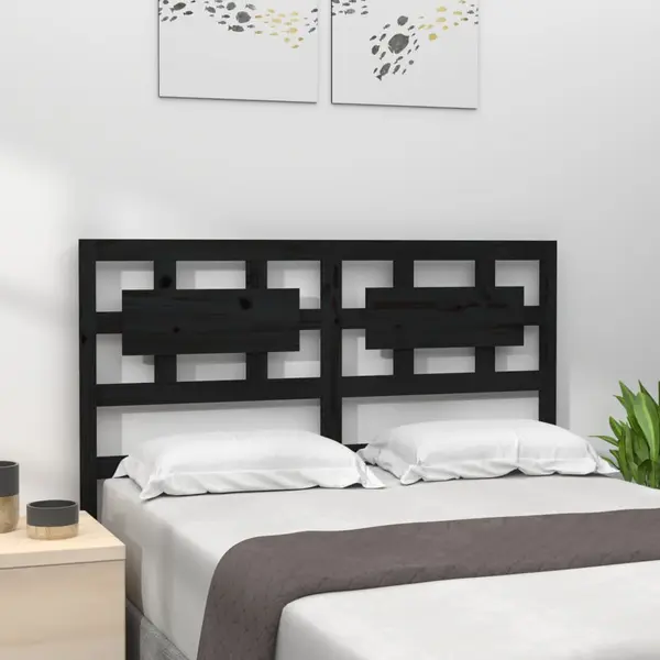 Gossi tablie de pat, negru, 205,5x4x100 cm, lemn masiv de pin
