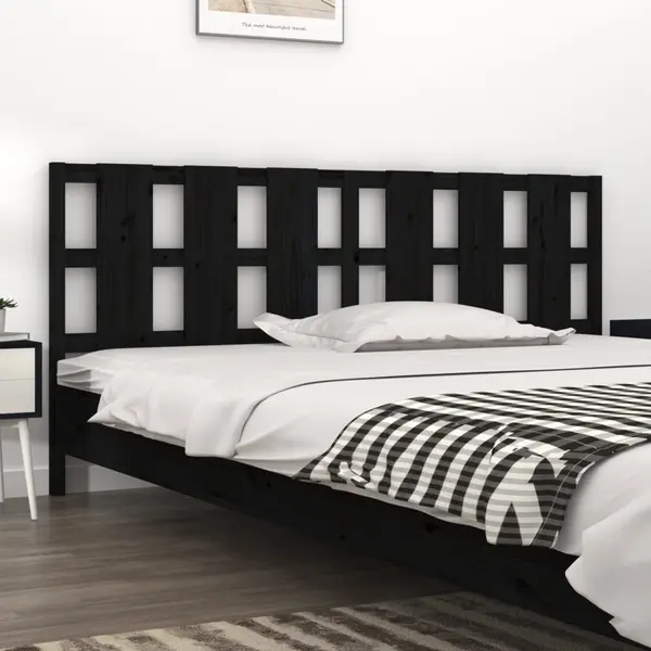 Gossi tablie de pat, negru, 205,5x4x100 cm, lemn masiv de pin