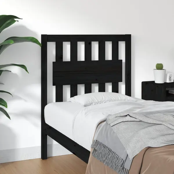 Gossi tablie de pat, negru, 80,5x4x100 cm, lemn masiv de pin