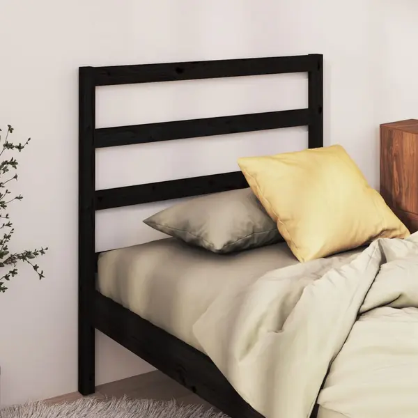 Gossi tablie de pat, negru, 81x4x100 cm, lemn masiv de pin