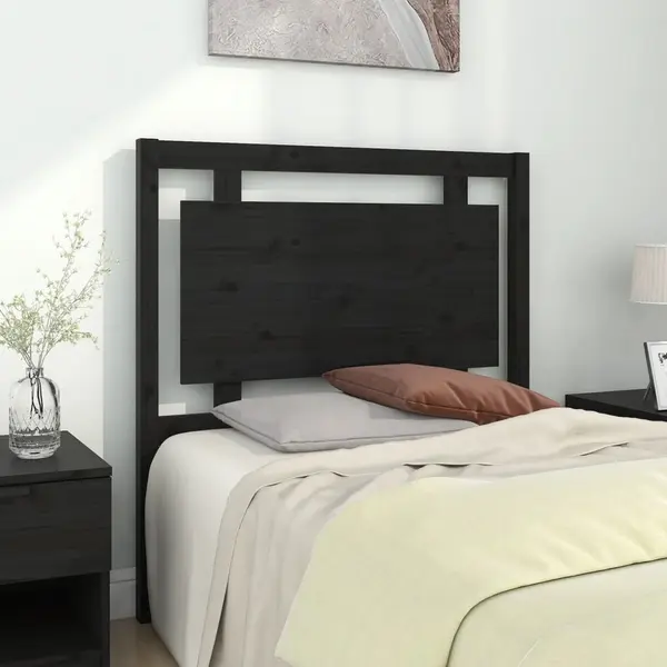 Gossi tablie de pat, negru, 95,5x4x100 cm, lemn masiv de pin
