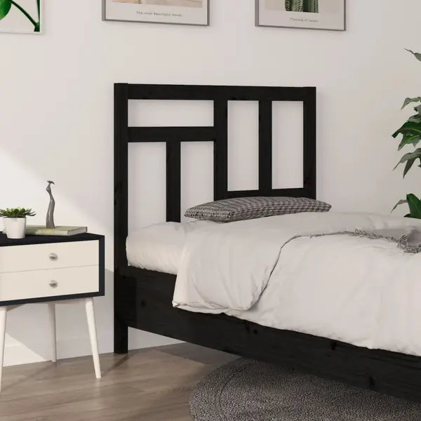 Gossi tablie de pat, negru, 95,5x4x100 cm, lemn masiv de pin