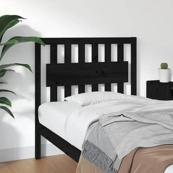 Gossi tablie de pat, negru, 95,5x4x100 cm, lemn masiv de pin