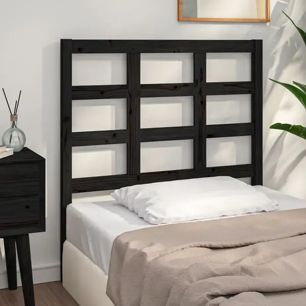 Gossi tablie de pat, negru, 95,5x4x100 cm, lemn masiv de pin