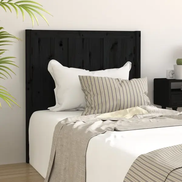 Gossi tablie de pat, negru, 95,5x4x100 cm, lemn masiv de pin