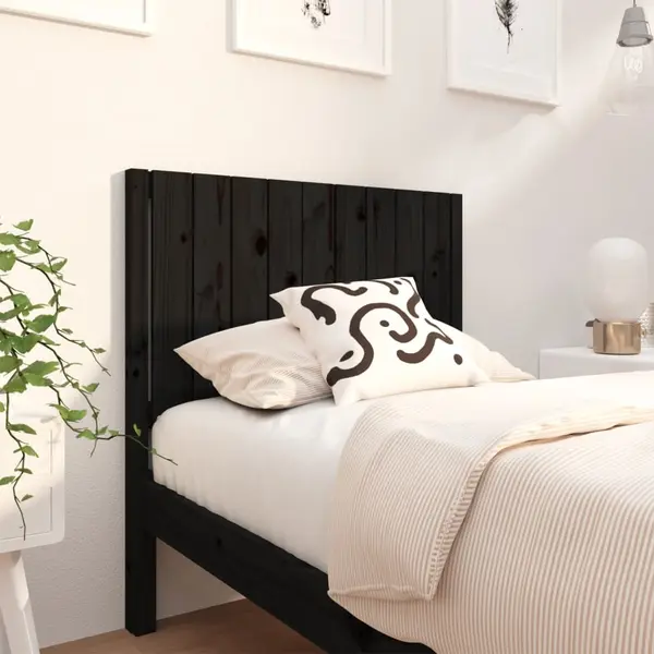 Gossi tablie de pat, negru, 95,5x4x100 cm, lemn masiv de pin