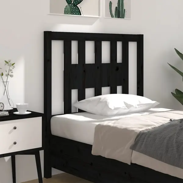Gossi tablie de pat, negru, 96x4x100 cm, lemn masiv de pin