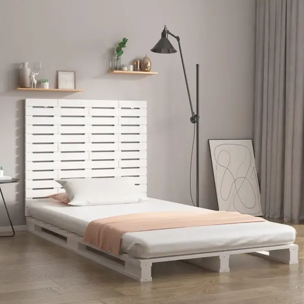 Gossi tablie de pat pentru perete, alb, 146x3x91,5 cm, lemn masiv pin