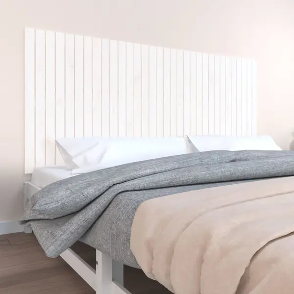 Gossi tablie de pat pentru perete, alb, 204x3x90 cm, lemn masiv pin