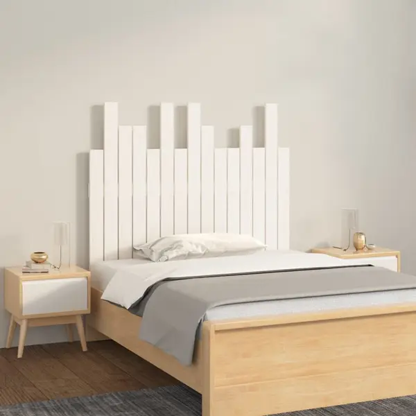 Gossi tablie de pat pentru perete, alb, 95,5x3x80 cm, lemn masiv pin