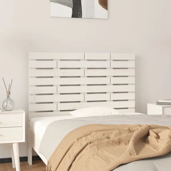 Gossi tablie de pat pentru perete, alb, 96x3x63 cm, lemn masiv pin