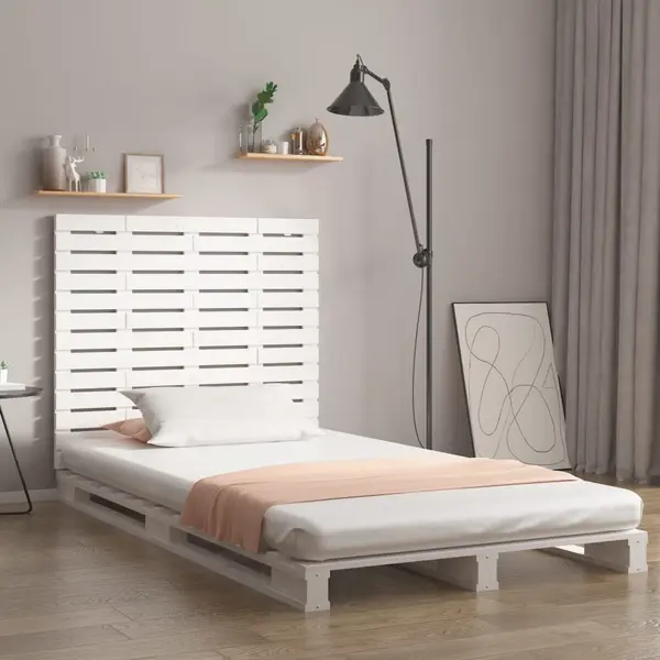 Gossi tablie de pat pentru perete, alb, 96x3x91,5 cm, lemn masiv pin
