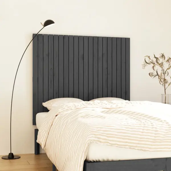 Gossi tablie de pat pentru perete, gri, 127,5x3x110 cm lemn masiv pin