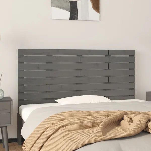 Gossi tablie de pat pentru perete, gri, 146x3x63 cm, lemn masiv pin