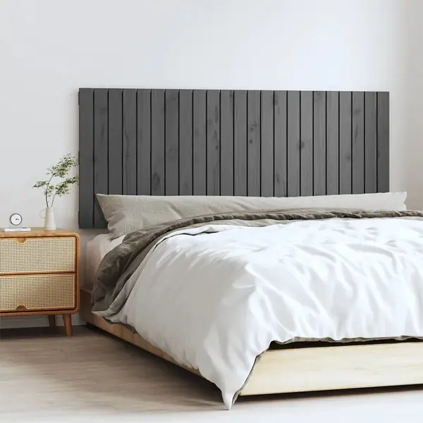 Gossi tablie de pat pentru perete, gri, 147x3x60 cm, lemn masiv pin