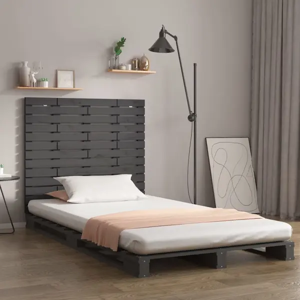 Gossi tablie de pat pentru perete, gri, 81x3x91,5 cm, lemn masiv pin