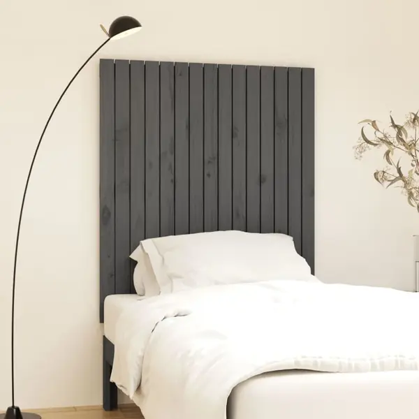 Gossi tablie de pat pentru perete, gri, 95,5x3x110 cm, lemn masiv pin