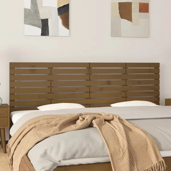 Gossi tablie de pat pentru perete, maro miere, 206x3x63 cm, lemn pin