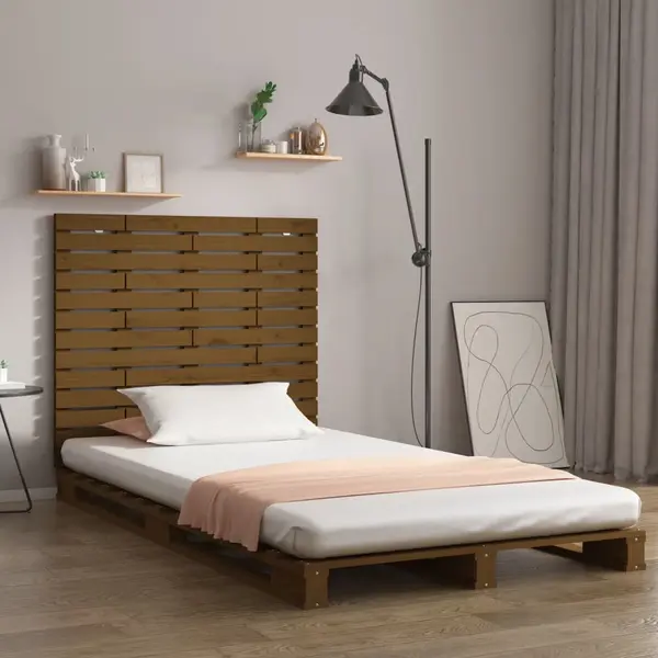 Gossi tablie de pat pentru perete, maro miere, 81x3x91,5 cm, lemn pin