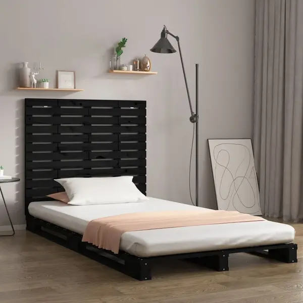Gossi tablie de pat pentru perete, negru 106x3x91,5 cm lemn masiv pin