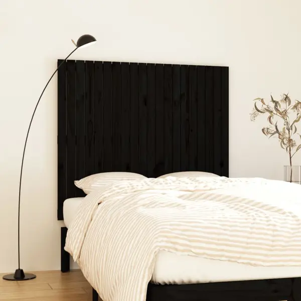 Gossi tablie de pat pentru perete negru 127,5x3x110 cm lemn masiv pin