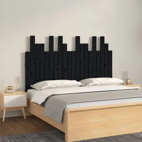 Gossi tablie de pat pentru perete, negru 127,5x3x80 cm lemn masiv pin