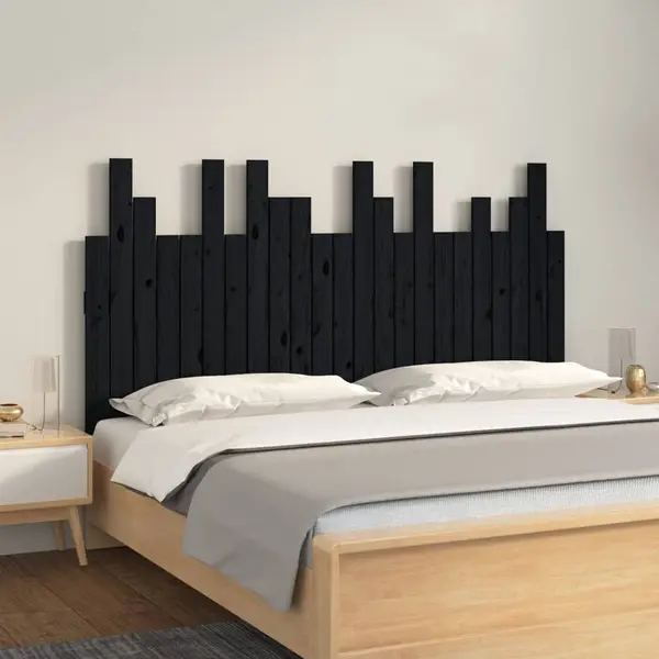 Gossi tablie de pat pentru perete, negru 146,5x3x80 cm lemn masiv pin