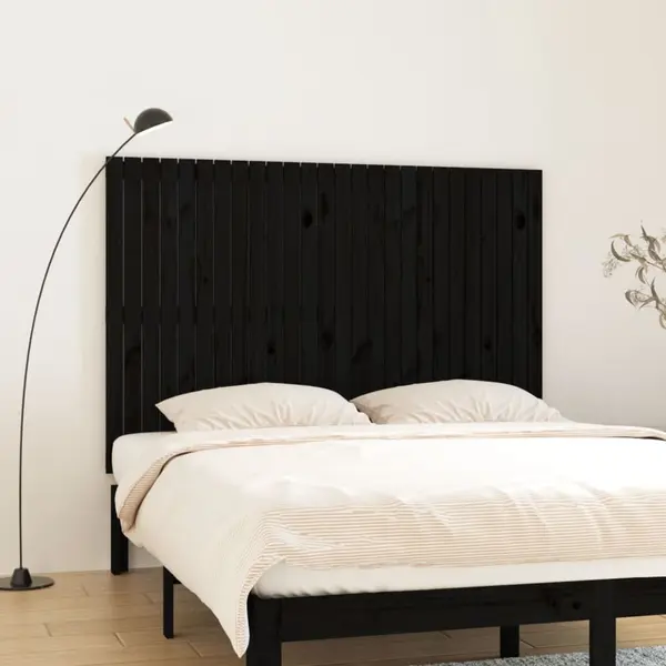 Gossi tablie de pat pentru perete, negru, 166x3x110 cm lemn masiv pin
