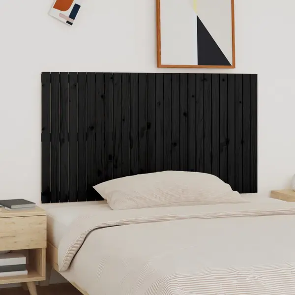 Gossi tablie de pat pentru perete, negru, 166x3x90 cm, lemn masiv pin