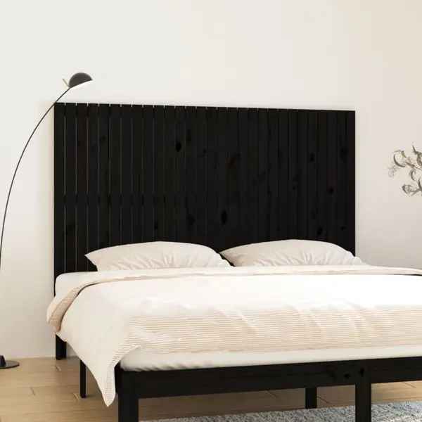 Gossi tablie de pat pentru perete, negru, 185x3x110 cm lemn masiv pin