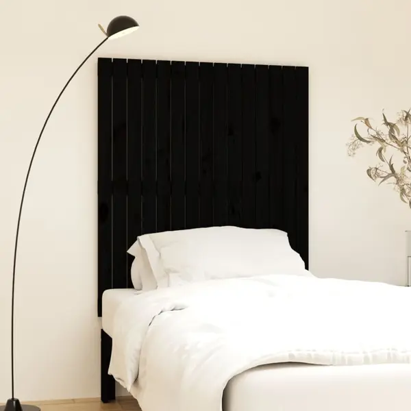 Gossi tablie de pat pentru perete, negru 95,5x3x110 cm lemn masiv pin